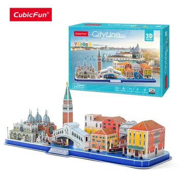 CubicFun 3D Пъзел Венеция Градска Линия Модел на Сградата Комплекти Играчки Подарък Италия Базиликата Сан Марко, Моста Риалто Пъзел игра за пораснали Деца