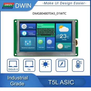 DWIN 4,3 инча HMI LCD модули 480*800 TFT Сензорен Резистивен/Капацитивен индустриален клас RS232/485 Дисплей DMG80480T043_01W