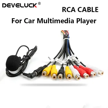 Develuck Универсален Автомобилен Стерео Радио RCA Изход Тел Aux-in Кабел-Адаптер с микрофон Изход/вход Аудио Субуфер