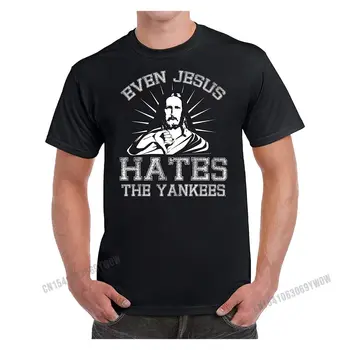 Even Jesus Hates The Йорк Янкис Мъжки Забавна Хумористична Новост Тениска Памучни Мъжки Потници И Ежедневни Тениска Rife