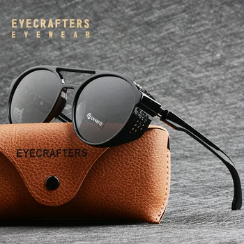 Eyecrafters Ретро Кръгли Поляризирани Слънчеви Очила В Стил Steampunk Мъжки И Дамски Маркови Дизайнерски Очила Oculos De Sol Нюанси UV Защита