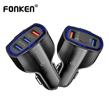 FONKEN Кола USB Зарядно Устройство За Бързо Зареждане на Телефон QC3.0 Type C Адаптер Бързо Зареждане на Мобилен Телефон За Samsung Xiaomi 9 Redmi iPhone