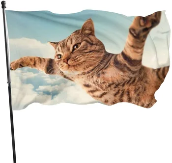 Fly cat флаг Декорация на дома, Външен Интериор Полиестер Банери и Знамена 90x150 см 120x180 см