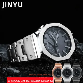 GM-B2100 Каишка за часовник Модифицирани Твърди неръждаема стомана, c-asio G-SHOCK GM-B2100D/BD Метален Мъжки Взаимозаменяеми каишка за часовник в Черно, Сребристо