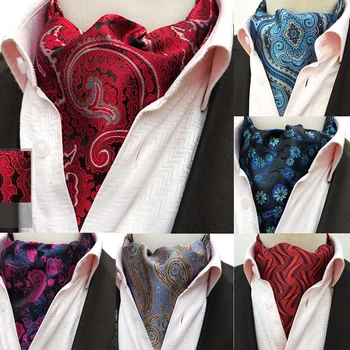 GUSLESON Vintage Мода За Мъже Цвете Пейсли Официална Вратовръзка Ascot Вратовръзка Джентълмен Човек себе си Навързани-Полиестерни Копринени Вратовръзки Сватба