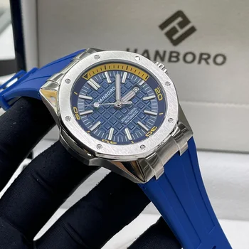 HANBORO Автоматични Часовници за Луксозни Модни Механичен Мъжки Часовник Спортни Светещи водоустойчив Бизнес и Ежедневни часовници за мъже reloj hombre