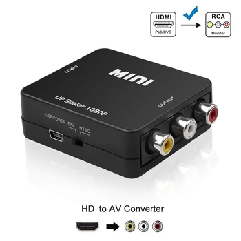 HDMI2AV HDMI-съвместим с RCA CVSB L/R Видео AV Скалер Адаптер HD Видео Конвертор Скоростна 1080P HDTV PC DVD Поддръжка на NTSC PAL