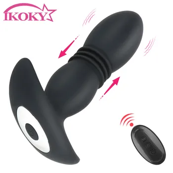 IKOKY Plug Анален Вибратор Вибратор Масажор на Простатата Безжично Дистанционно Управление Телескопични Секс Играчки за Мъже Вибрации на Задника