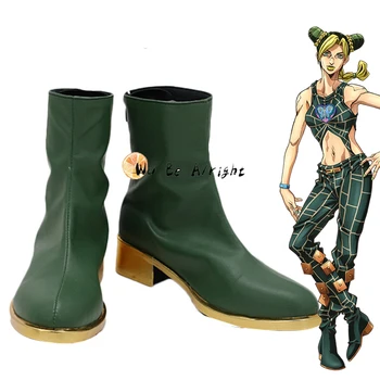 Jojo ' s Bizarre Adventure Jolin Куджо/Обувки За Cosplay; Зелени Кожени Обувки; Обувки На Платформа За Жени И Мъже, Необичаен Кралят Подпори За Партита