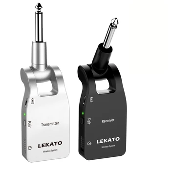 LEKATO WS-10 Безжична Китара Предавател Приемник 2,4 G, Акумулаторна батерия 6 Канала на Предаване на Разстояние 30 М Безжична Аудио Китара