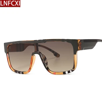 LNFCXI Ins Елитен Марка Дизайнерски Слънчеви Очила За Жени, За Мъже Реколта Ретро Flat Top Shadow Големи Квадратни Слънчеви Очила Големи Нюанси UV400