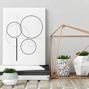 Lignes et cercles, на Фибоначи, minimalisme, art moderne en noir et blanc, l 'ви, la géométrie, l' impression d 'art, l' abstract