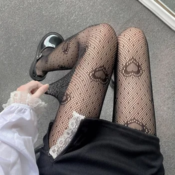 Love Dots Тенденция Секси Черни Чорапи в стил Лолита