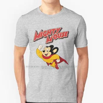 M Mouse Реколта Тениска от 100% Чист Памук Мишката Силен Суперратон Супер Герой Супергерои Карикатура Карикатури Реколта Ретро Класика