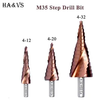 M35 5% Кобальтовое HSS Шаговое Тренировка HSS CO Бърза Стоманен Конусное Треугольное Тренировка С Опашка Набор от Инструменти За Пробиване на Дупки За Stainles