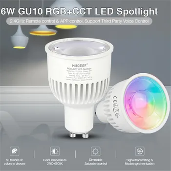Milight Led Лампа FUT106 6 W GU10 RGB + CCT led прожектор MiBoxer FUT107 6 W GU10 Двоен Бял CCT Интелигентен led прожектор AC100 ~ 240 v
