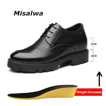 Misalwa/Открита лятна/зимна обувки На платформа и Висок ток на височина 4/7/9 см, Мъжки Кожени обувки в стил дерби, мъжки модел обувки с Асансьор