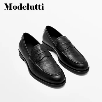 Modelutti/Новост 2022 г.; есента на модни мъжки обувки без обков от естествена кожа; Обикновена лоферы; Универсална проста ежедневни бизнес обувки; мъжки