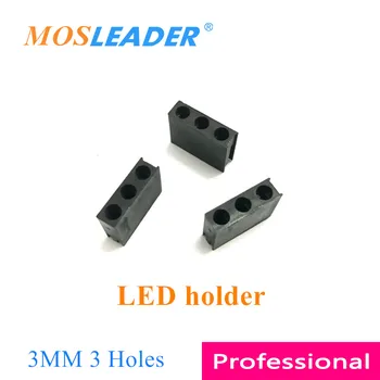 Mosleader 1000 бр 3 мм led притежателя на Черен пластмасов държач 3 дупки F3, С три дупки, Без led Квадратен фонарного стълб на Притежателя лампи Три дупки