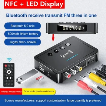 NFC Bluetooth 5,0 Приемник Предавател FM Стерео Аудио Конектор 3.5 мм AUX вход RCA Оптична Подкрепа TF Безжичен Адаптер за Дистанционно Управление на ТЕЛЕВИЗОРА