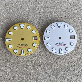 NH35 циферблат бял/жълт Япония C3 светещи SKX007 малки ММ часовници промяна NH35/36/4R/6R/7S механизъм мъжки часовник корпус