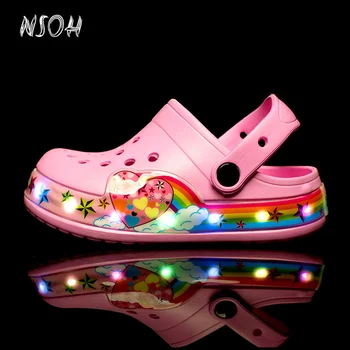 NSOH/Детски чехли С светящимся led; Детска градина обувки От материал EVA; Удобни Чехли За Момчета и Момичета; Износостойкая детска домашни обувки