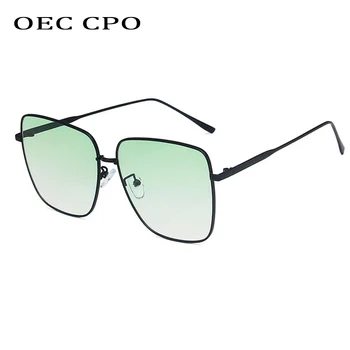 OEC CPO Нови Модни Слънчеви Очила Дамски Квадратни Очила без Рамки От Алуминиеви Ретро Нюанси crystal Зелени Слънчеви Очила Дамски Дамски Oculos