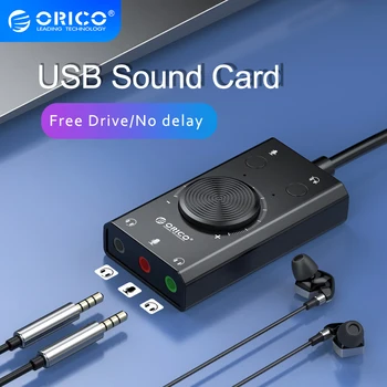 ORICO USB Външна Звукова карта 2-в-1 Аудиоадаптер 3,5 мм Микрофон Интерфейс за слушалки, Звуковата карта е С Регулируема сила на звука За Телефона PS4