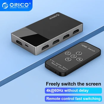 ORICO USB ХЪБ, HDMI-съвместим switch 2.0 3 В 1 Алуминиева Преминете 4k @ 60HZ за ТЕЛЕВИЗОР PS5 Xbox, PC Fire Stick С IR дистанционно управление
