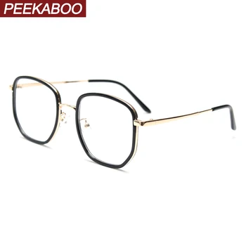 Peekaboo TR90 големи слънчеви очила за мъже полигональные прозрачни лещи метални квадратни очила в рамки женски сиво зелени зимни унисекс директен доставка