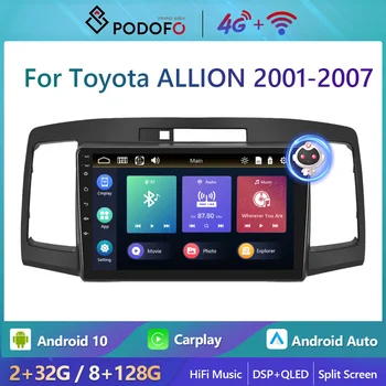 Podofo 8 + 128 g 4 g Wi-Fi радиото в колата За Toyota ALLION 2001-2007 Carplay Стерео музикален Плейър, Hi-Fi Музика Ai Глас Авторадио GPS Навигация