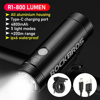 ROCKBROS 2022 Велосипеден Фенера Водоустойчив USB Акумулаторна батерия LED 4800 mah МТБ Предната Лампа Велосипедна Фаровете Алуминиев Ultralight Фенерче