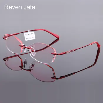 Reven Jate 031 Чист Титан Без Рамки Диамантена Кройката Очила, Оптични Рамки Предписани Очила Дамски Модни Очила