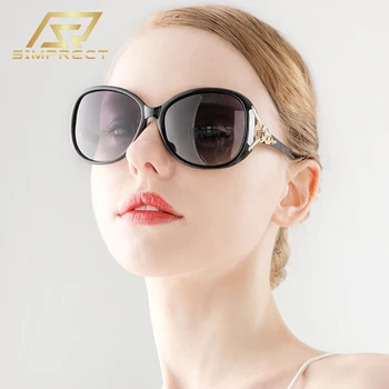 SIMPRECT Кръгли Поляризирани Очила Дамски 2022 Реколта Ретро Големи Слънчеви Очила Луксозни Маркови Дизайнерски UV400 Нюанси За Жени