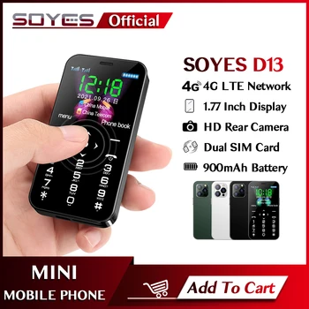 SOYES D13 4G LTE Мини Мобилен Телефон 1,77 инча Сензорен Екран, Клавиатура за Мобилен Телефон 900 mah Две SIM карти Type-C SOS Малък Подарък Celular