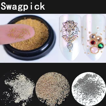 Swagpick Малки от 0,4 mm 1 пакет Розово Злато, Черен Сребрист Метален Мини Хайвер Мъниста Декорации За Нокти 3D Кристали за Бижута и Аксесоари