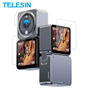 TEELSIN 3 в 1 Закалено Стъкло на Екрана Обектив на Предната Защитно Фолио За Сензорния Екран, 9H 2.5 D Пълно Покритие за DJI Action 2 Аксесоари