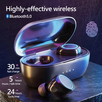 TWS Bluetooth Слушалки Безжични Слушалки С Докосване Слушалки С Микрофон IPX7 Водоустойчив Спортни Слушалки Шум HD Смартфон