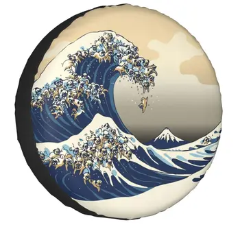 The Great Wave Off Kanagawa Мопсчетата Резервна Гума Капачка Кацусика Хокусай Suv Автомобили Защитни Колела Аксесоари 14