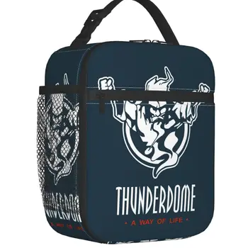 Thunderdome Изолиран Обяд-Бокс за Жени Фланец Хардкор Габбер Музикален Фестивал Охладител Топлинна Обяд-Бокс Плажа на Къмпинг, за Пътуване