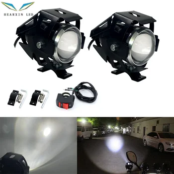 U5 Бели Мотоциклетни Фарове Помощна Лампа LED Прожектор За Мотоциклет Аксесоари 12V Moto DRL Точка Главоболие Светлини С Ангелски Очи