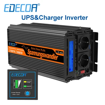 UPS инвертор със зарядно устройство 1500 W 2500 W постоянен ток 12 В В променлив 220 230 конвертор чиста синусоидальная вълна трансформатор от мрежата за дома