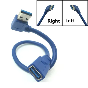 USB удължителен кабел Кабел Суперскоростной USB 3.0 Кабел за мъже и жени Синхронизация на Данни USB Удължител Удължител 90 Градуса под прав ъгъл