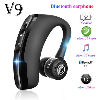 V9 Висящи Слушалки 5,0 Безжични Слушалки С Дълъг режим на готовност Спортни ушите С Шумопотискане Леки Bluetooth Слушалки За Iphone