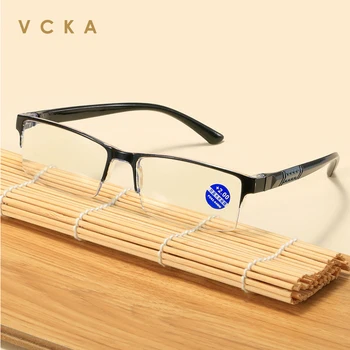 VCKA Нови Очила За Четене, За Мъже, За Жени, Високо Качество на Половината от Обхвата на Диоптъра Бизнес Офис Анти Синя Светлина Точки + 1,0 ~ 4,0