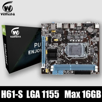 VEINEDA Оригиналната Настолна дънна Платка H61-S с Конектор LGA 1155 Intel Core i3 i5 i7 Памет DDR3 16G uATX дънна Платка на КОМПЮТЪР H61