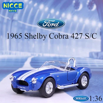 WELLY 1:36 Симулатор на Класически Автомобил 1965 Shelby Cobra 427 S/C Модел Автомобил Отступающий Кола Играчка Кола от Метална Сплав за Детски Подаръци B564