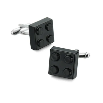 WN Нови висококачествени месингови квадратни черни копчета за ръкавели с блокове, висококачествени модерни маркови мъжки френски ръкавели