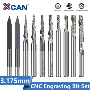 XCAN CNC Видий Гравиране Бита Перките На Дърво набор от 3,175 mm Джолан Ножове за Дърворезба Инструменти
