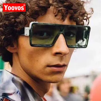 Yoovos Големи Слънчеви Очила Мъжки 2021 Реколта Маркови Дизайнерски Квадратни Слънчеви Очила Луксозни И Висококачествени Огледално Ретро Oculos De Sol